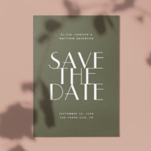 Save The Date Mariage de code QR minimaliste moderne vert olive