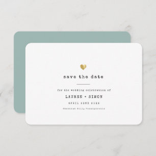 Save The Date Mariage de coeur doré minimaliste de machine à écr