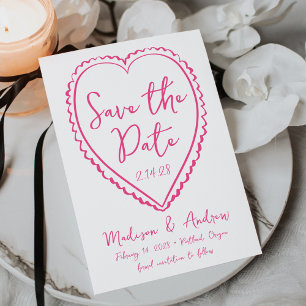Save The Date Mariage de coeur rose lunatique