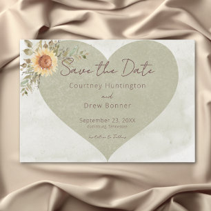 Save The Date Mariage de coeur Soft Sunflower Boho
