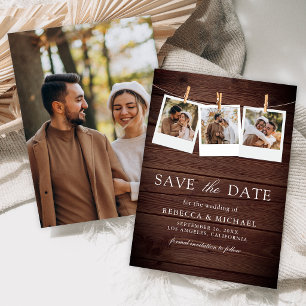 Save The Date Mariage de collage de photos en bois de grange de 