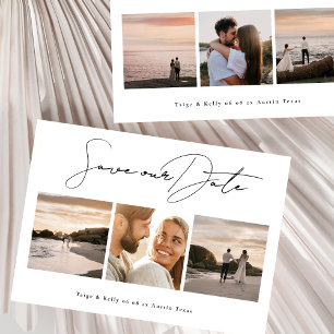 Save The Date mariage de collage multi-photo simple et élégant
