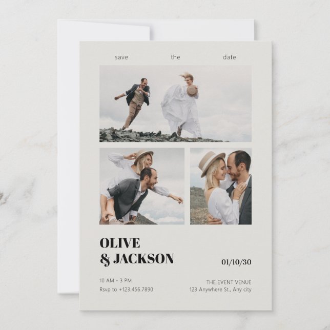 Save The Date Mariage de collage photo moderne esthétique (Devant)