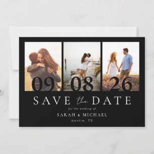 Save The Date Mariage de collection photo moderne noir et blanc