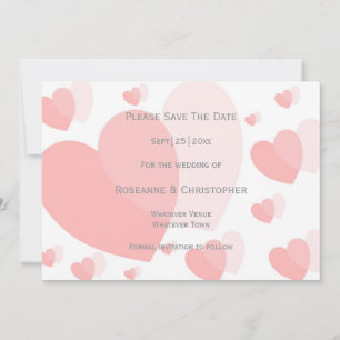 Save The Date Mariage de conception Coeurs de couleur rose