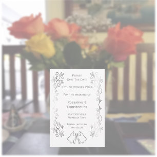 Save The Date Mariage de conception de défilement Silver Bells