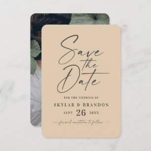 Save The Date Mariage de couleur jaune pâle uni minimal