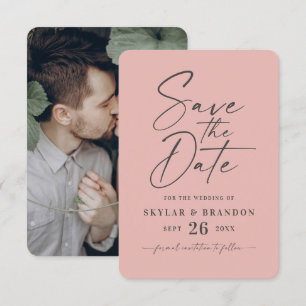 Save The Date Mariage de couleur rose pâle et mat