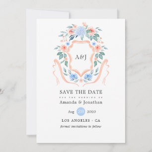 Save The Date Mariage de crête de monogramme floral