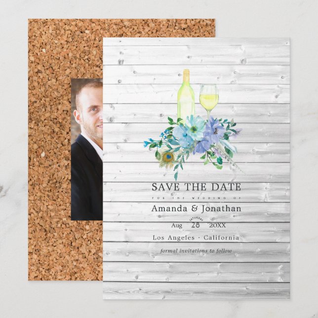 Save The Date Mariage de dégustation de vin bohème Menthe rustiq (Devant / Derrière)