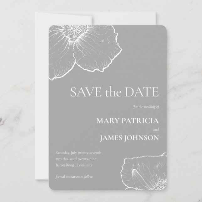 Save The Date Mariage de dessin minimaliste de Clematis Floral B (Devant)