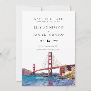 Save The Date Mariage de destination aquarelle à San Francisco