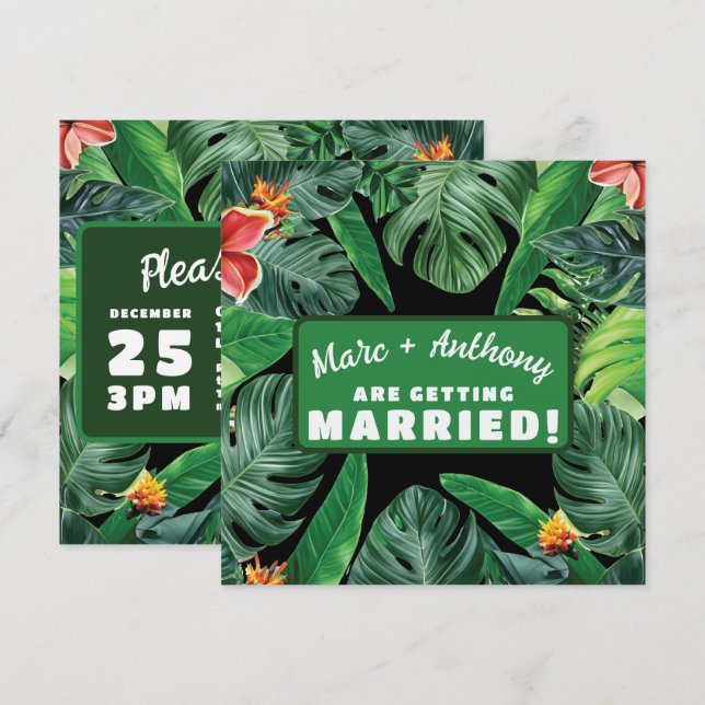Save The Date Mariage de Destination dans la Jungle Tropicale Ve (Devant / Derrière)