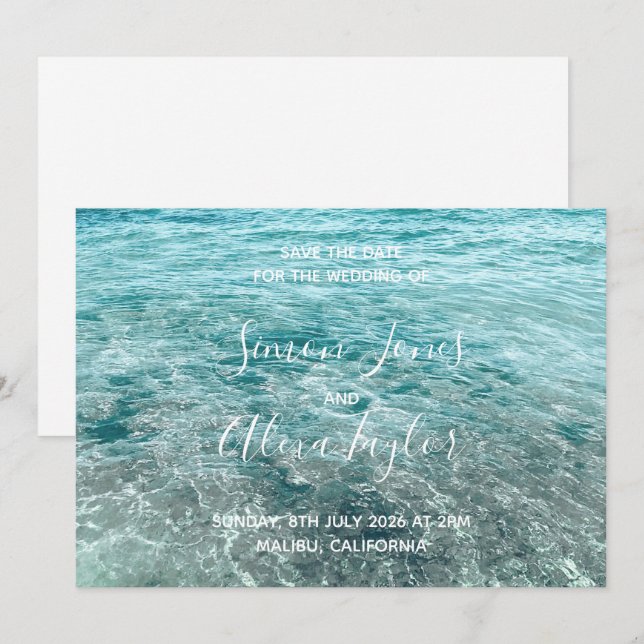 Save The Date Mariage de destination de plage, enregistrez la da (Devant / Derrière)