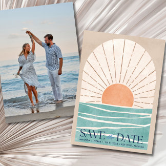 Save The Date Mariage de Destination de Plage Photo Enregistrer