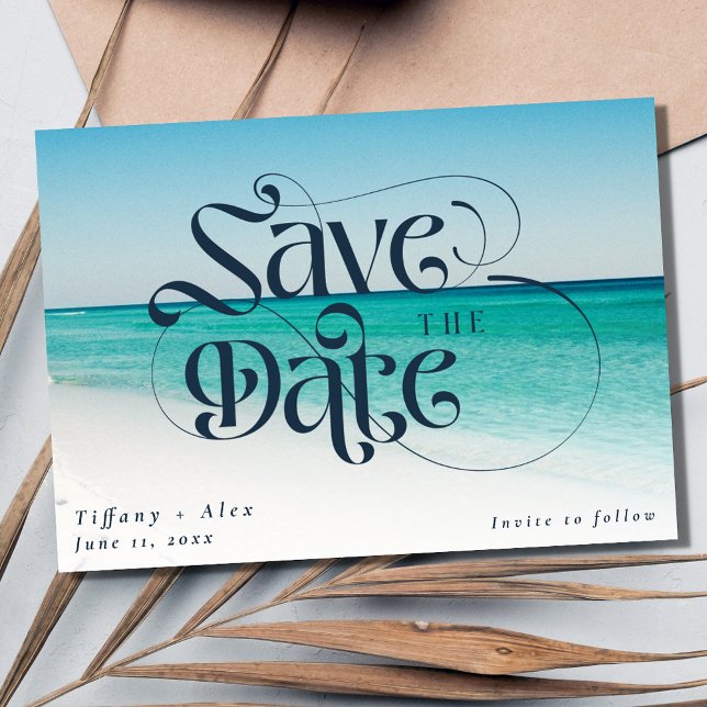 Save The Date Mariage de destination de plage simple (Simple Beach Destination Wedding Save The Date)