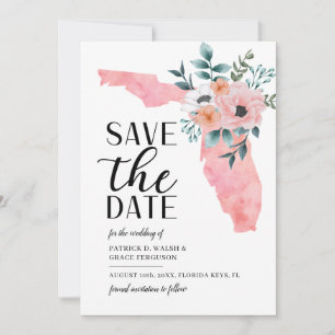 Save The Date Mariage de destination en Floride avec écriture à 