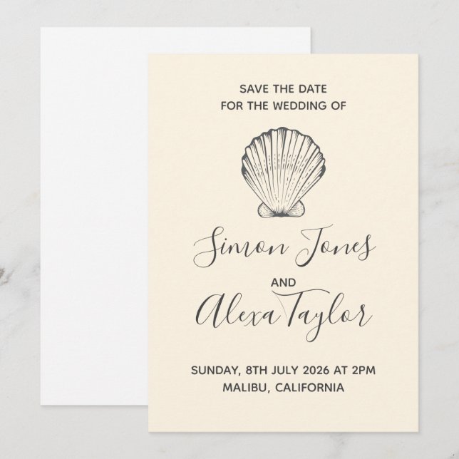 Save The Date Mariage de destination moderne à la plage, enregis (Devant / Derrière)