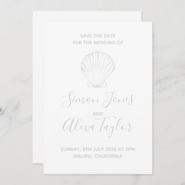 Save The Date Mariage de destination moderne à la plage, enregis (Devant / Derrière)