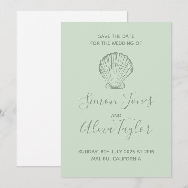 Save The Date Mariage de destination moderne sur la plage, enreg (Devant / Derrière)