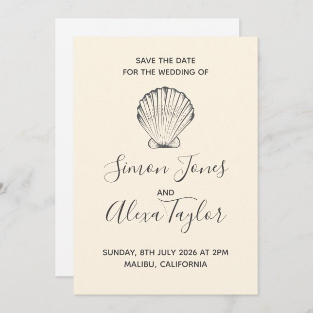 Save The Date Mariage de destination moderne sur la plage, enreg (Devant / Derrière)