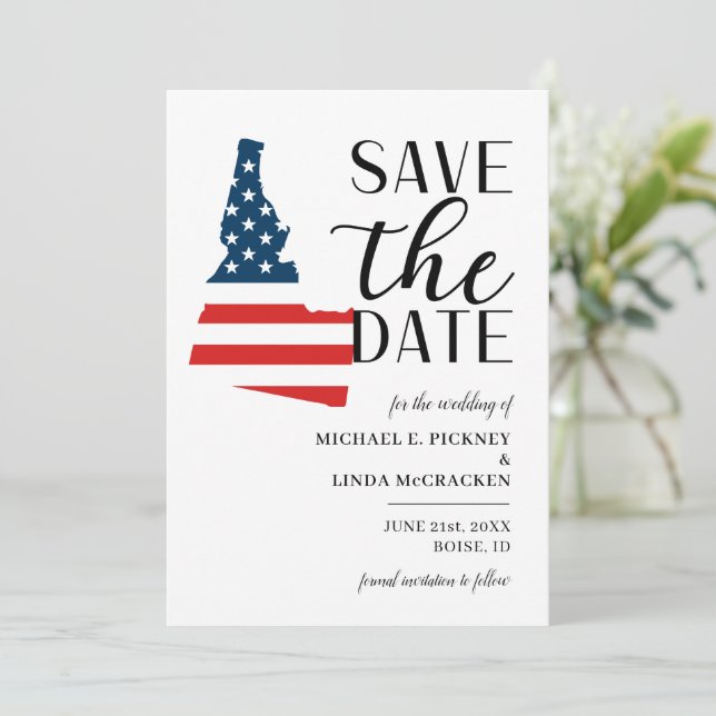 Save The Date Mariage de destination patriotique dans l'État amé (Debout devant)