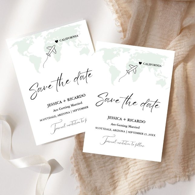 Save The Date Mariage de destination vert sauge Enregistrer la d (Créateur téléchargé)