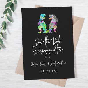Save The Date Mariage de dinosaure drôle noir et blanc