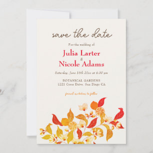 Save The Date Mariage de Feuillage Citronné Frais d'Amour