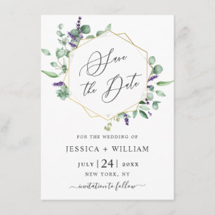 Save The Date Mariage de feuillage moderne Eucalyptus Lavender