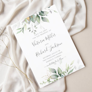 Save The Date Mariage de feuillage vert Eucalyptus