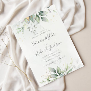 Save The Date Mariage de feuillage vert Eucalyptus