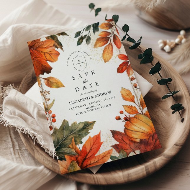 Save The Date Mariage de feuilles d'automne en gras (Créateur téléchargé)