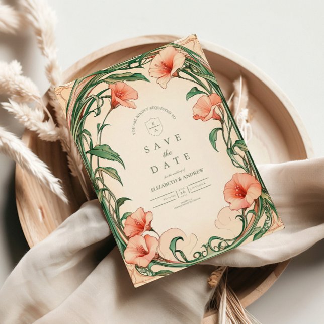 Save The Date Mariage de fleur de corail (Créateur téléchargé)