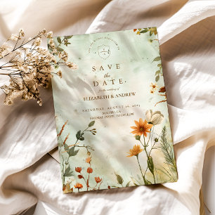 Save The Date Mariage de Fleur de Prairie au Coucher du Soleil