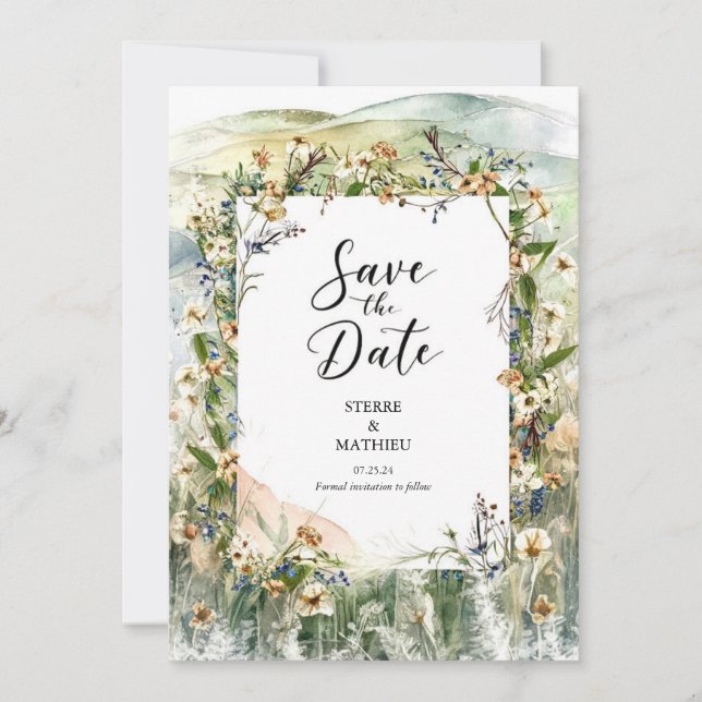 Save The Date Mariage de Fleur sauvage de la nature lunatique (Devant)