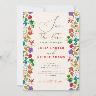 Save The Date Mariage de fleurs de prés pourpre jaune moutarde d