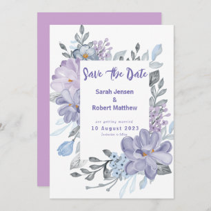 Save The Date Mariage de fleurs Lilac d'aquarelle violette