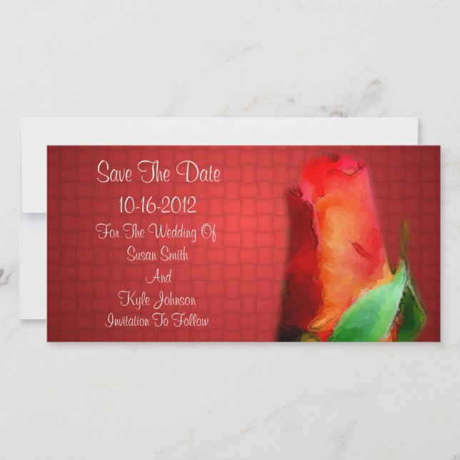 Save The Date Mariage de fleurs rouges Rosebud (Devant)