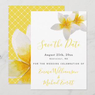 Save the date   Mariage de fleurs tropicales jaune