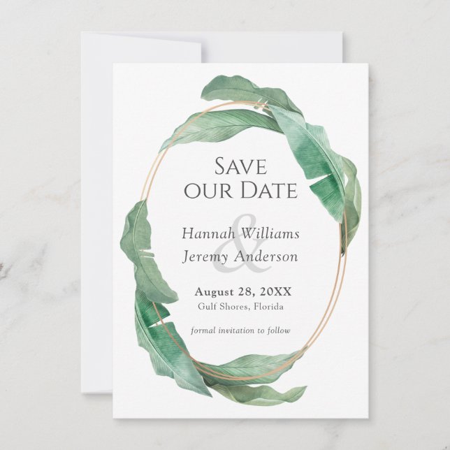 Save The Date Mariage de folie tropicale exotique Enregistrer la (Devant)