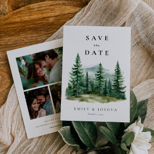 Save The Date Mariage de forêt de pins rustiques