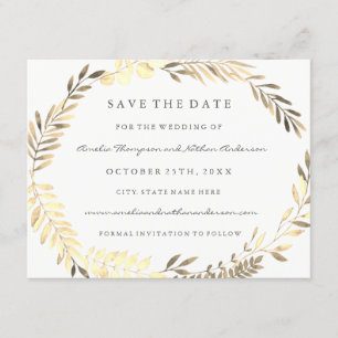 Save The Date Mariage de germe doré moderne Enregistrer la date