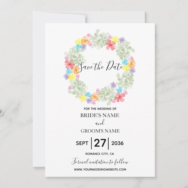 Save The Date Mariage de germe floral rustique (Devant)