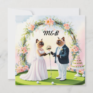 Save The Date Mariage de Golf sur le thème des Amoureux des Chat