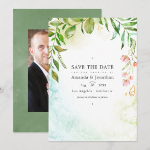 Save The Date Mariage de jardin de verdure cristal géométrique P