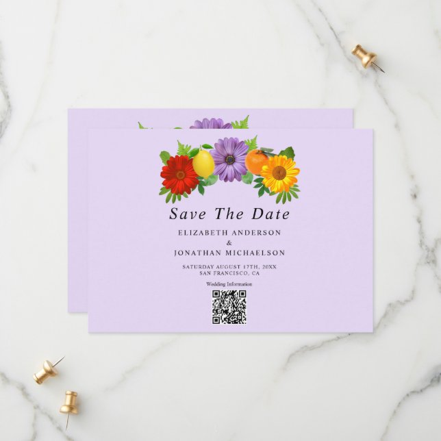 Save The Date Mariage de jardin floral de agrumes (Devant/Arrière en situation)