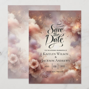 Save The Date Mariage de Jardin Poussière d'Étoiles Rose Champag