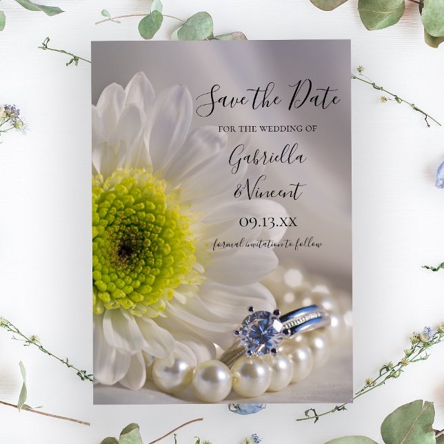 Save The Date Mariage de la bague en diamant de la marguerite bl (Créateur téléchargé)
