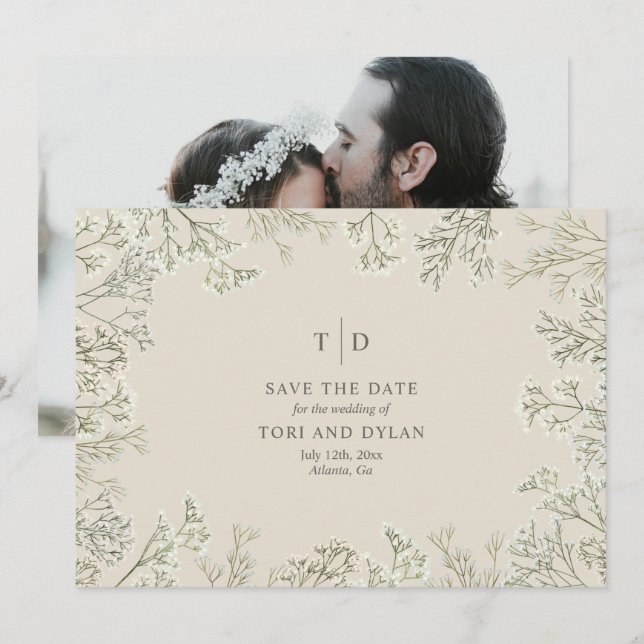 Save The Date Mariage de la respiration du bébé Sauvez la date P (Devant / Derrière)